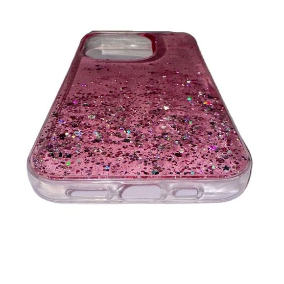 iPhone 15 Pro 6.1” Pink Glitter Sparkly Sequin Phone Case - Picture 3 of 7